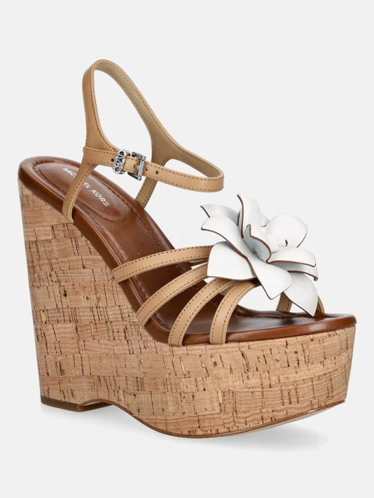 Zdjęcie produktu MICHAEL Michael Kors sandały skórzane Jacie Wedge beżowy