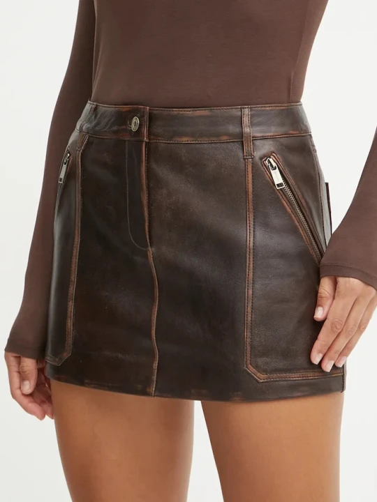 Zdjęcie produktu MICHAEL Michael Kors spódnica skórzana brązowy