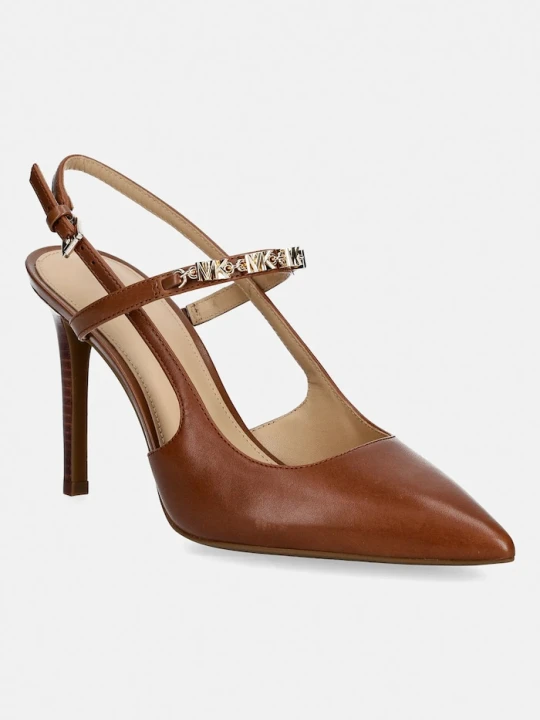 Zdjęcie produktu MICHAEL Michael Kors szpilki skórzane Dina Flex High Sling Pump brązowy