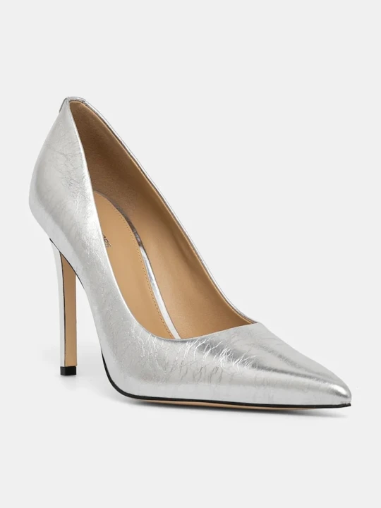 Zdjęcie produktu MICHAEL Michael Kors szpilki skórzane Elyse High Pump srebrny