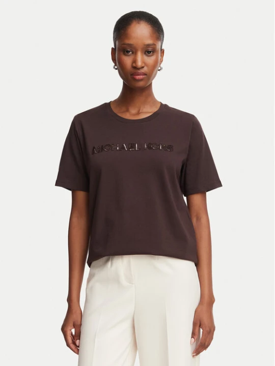 Zdjęcie produktu MICHAEL Michael Kors T-Shirt MF6528D97J Brązowy ciemny Regular Fit