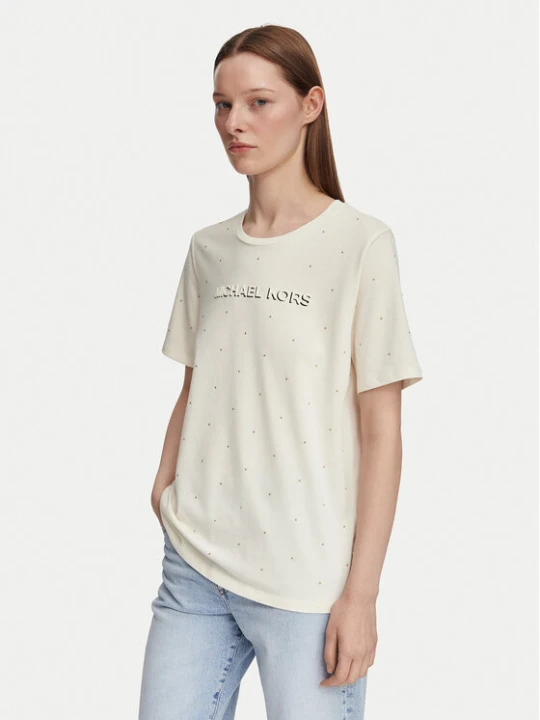 Zdjęcie produktu MICHAEL Michael Kors T-Shirt MT6524Y97J Kremowy Regular Fit