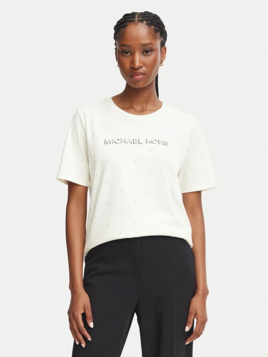 Zdjęcie produktu MICHAEL Michael Kors T-Shirt MT6524Y97J Kremowy Regular Fit