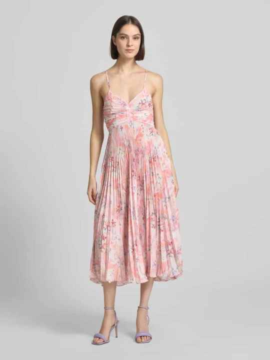 Zdjęcie produktu Midikleid o kroju regular fit w plisowanym wyglądzie ADLYSH Pomarańczowy