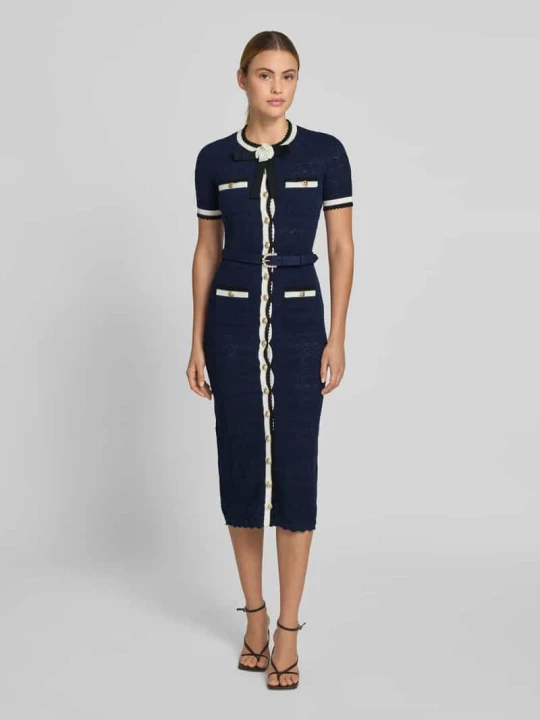 Zdjęcie produktu Midikleid o kroju slim fit w dzianinowym wyglądzie Self Portrait Ciemnoniebieski