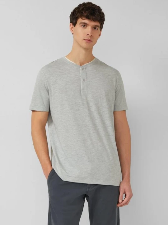 Zdjęcie produktu Miękka koszulka henley z melanżowego dżerseju s.Oliver szary