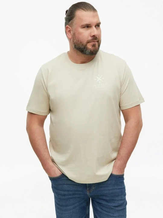 Zdjęcie produktu Miękki bawełniany T-shirt z nadrukiem z przodu s.Oliver beżowy