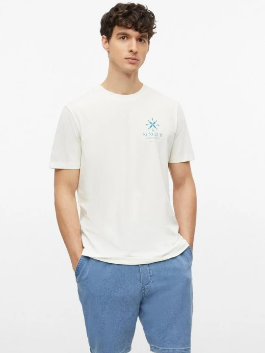 Zdjęcie produktu Miękki bawełniany T-shirt z nadrukiem z przodu s.Oliver kremowy