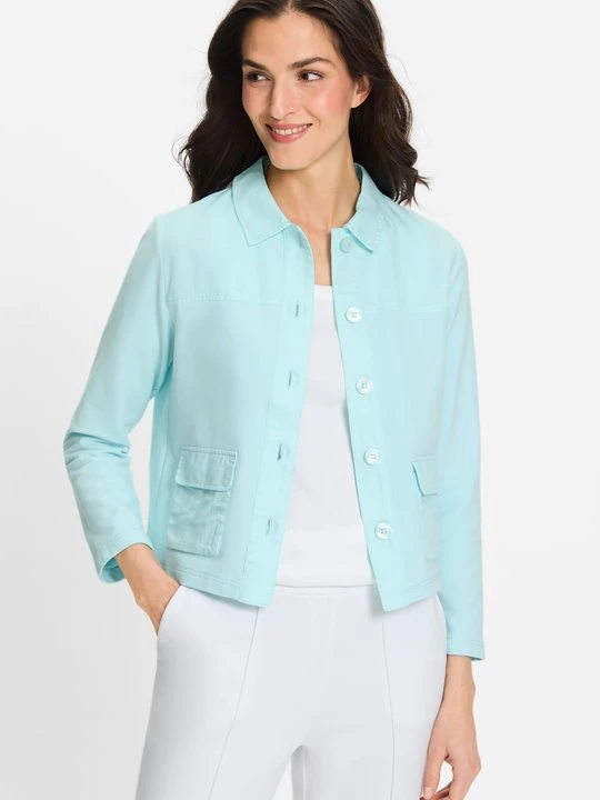 Zdjęcie produktu Miętowa bluza koszulowa damska z bawełną i lnem – Ocean Breeze Olsen