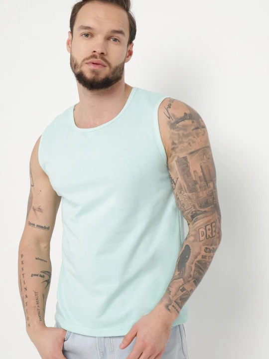 Zdjęcie produktu Miętowa Klasyczna Koszulka Tank Top Bez Rękawów Lakeana Miętowy