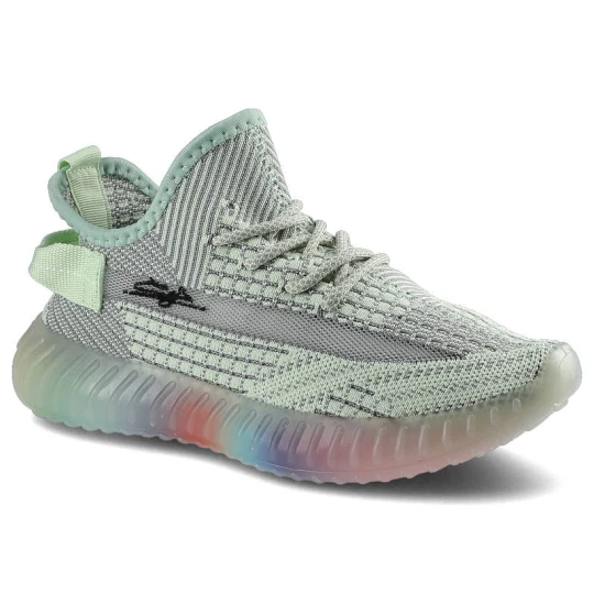 Zdjęcie produktu Sneakersy damskie Artiker, wsuwano-sznurowany fason cholewka tekstylna elastyczna typu knit skarpetkowa konstrukcja dopasowana sportowa forma gruba p zielony