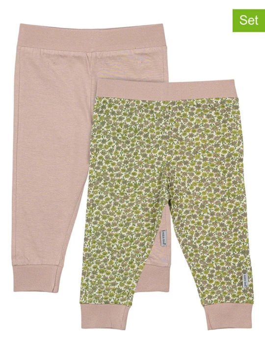 Zdjęcie produktu mikk-line Legginsy (2 pary) w kolorze jasnoróżowo-zielonym rozmiar: 68