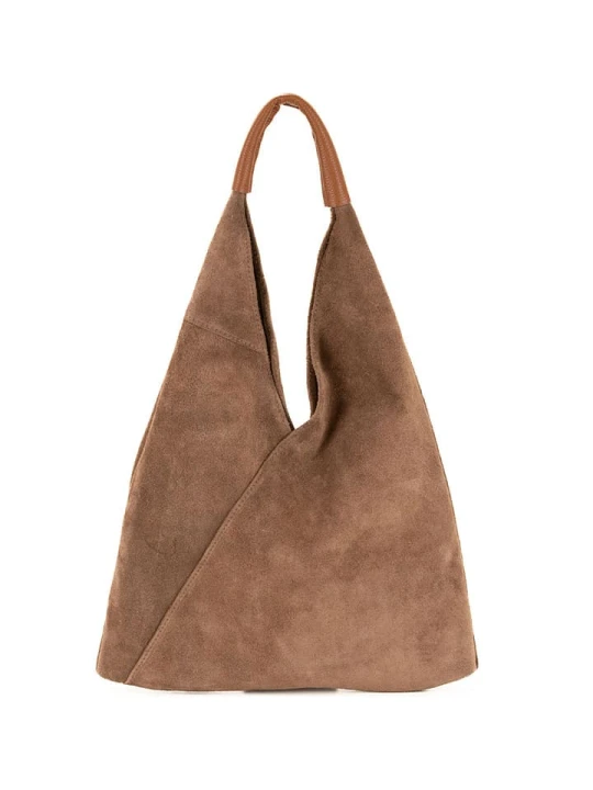 Zdjęcie produktu Mila Blu Skórzana torebka "Mirtillo" w kolorze szarobrązowym - 34 x 39 x 8 cm rozmiar: onesize