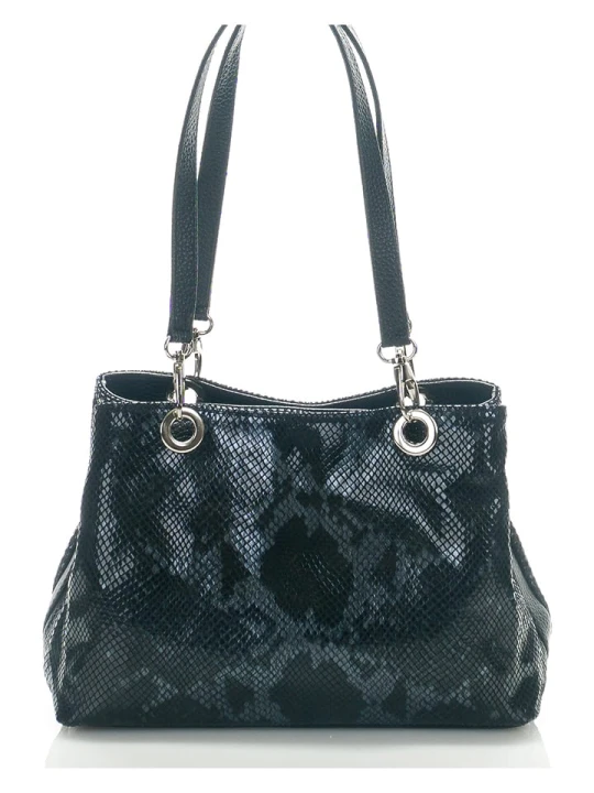 Zdjęcie produktu Mila Blu Skórzana torebka "Sorbo" w kolorze czarno-niebieskim - 30 x 27 x 12 cm rozmiar: onesize