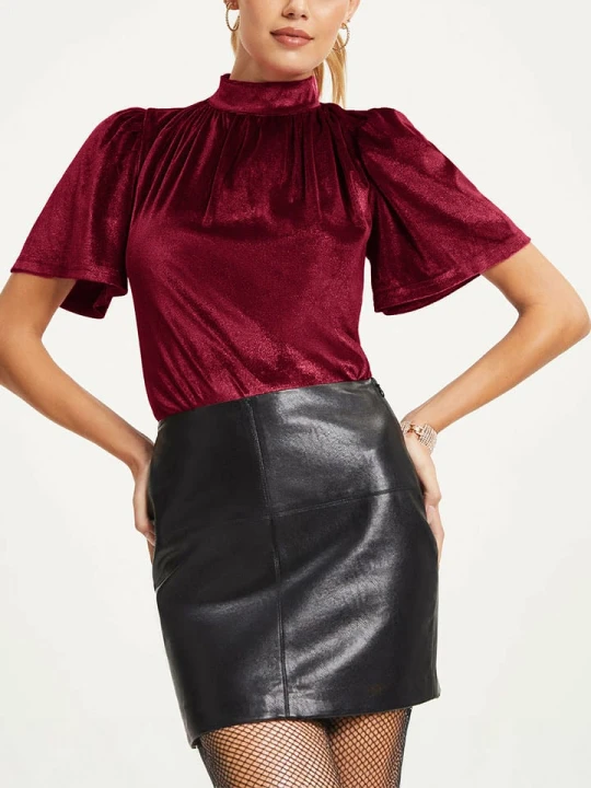 Zdjęcie produktu Milan Kiss Aksamitna bluzka w kolorze czerwonym rozmiar: XL
