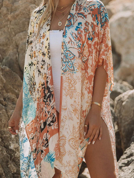 Zdjęcie produktu Milan Kiss Kimono w kolorze kremowym ze wzorem rozmiar: S