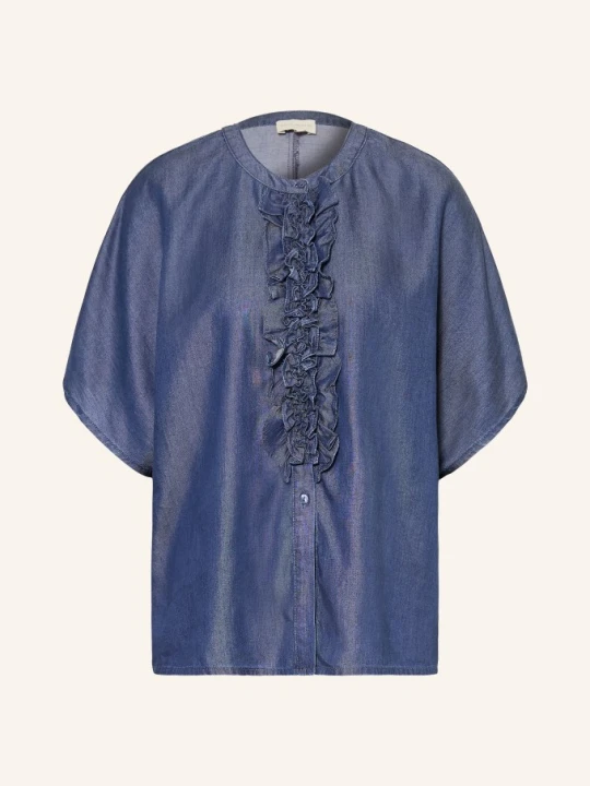 Zdjęcie produktu Milano Italy Bluzka W Stylu Jeansowym Z Falbanami blau GRANATOWY