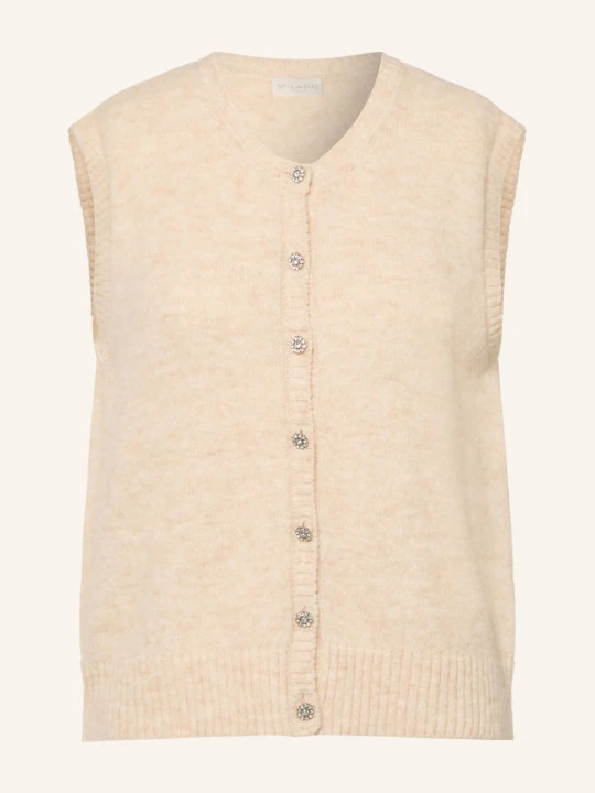 Zdjęcie produktu Milano Italy Kamizelka Z Dzianiny Z Kamieniami Ozdobnymi beige JASNOBRĄZOWY