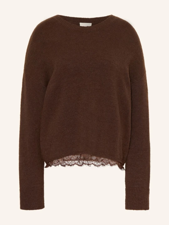 Zdjęcie produktu Milano Italy Sweter Z Koronką braun CIEMNOBRĄZOWY