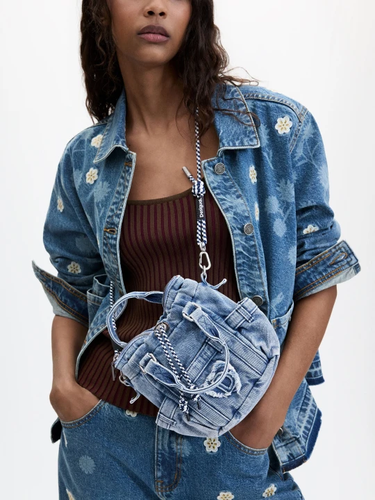 Zdjęcie produktu mini torba na ramię z denimu Desigual niebieski