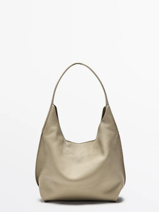 Zdjęcie produktu Mini Torebka Na Ramię Ze Skóry Nappa - Szarobrązowy - Massimo Dutti - Female