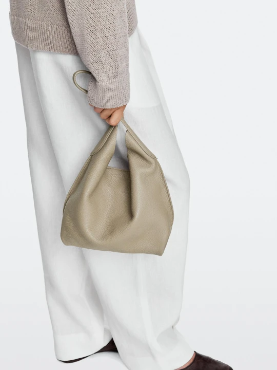 Zdjęcie produktu Mini Torebka Na Ramię Ze Skóry Nappa - Szarobrązowy - Massimo Dutti - Female