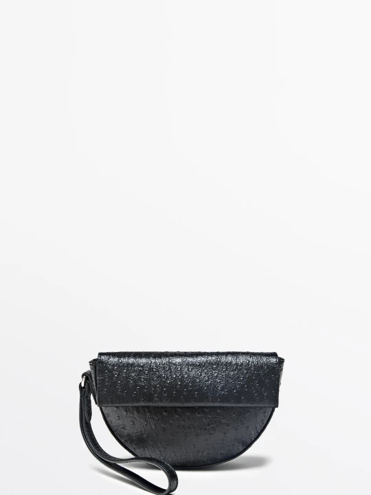 Zdjęcie produktu Mini Torebka Półksiężyc Ze Skóry Nappa O Teksturze - Czarny - Massimo Dutti - Female