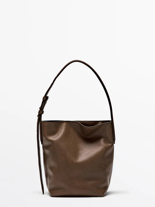 Zdjęcie produktu Mini Torebka Typu Bucket Ze Skóry Nappa - Skórzany - - Massimo Dutti - Kobieta