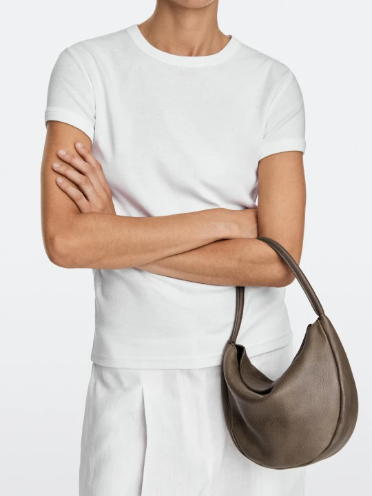 Zdjęcie produktu Mini Torebka Typu Slouch Ze Skóry Nappa - Khaki - Massimo Dutti - Female