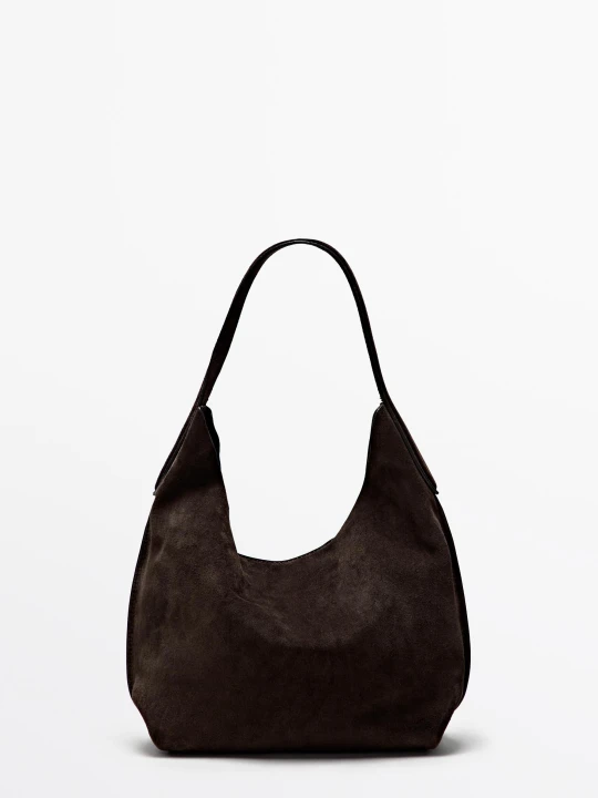 Zdjęcie produktu Mini Torebka Z Zamszu - Czekoladowy - Massimo Dutti - Female