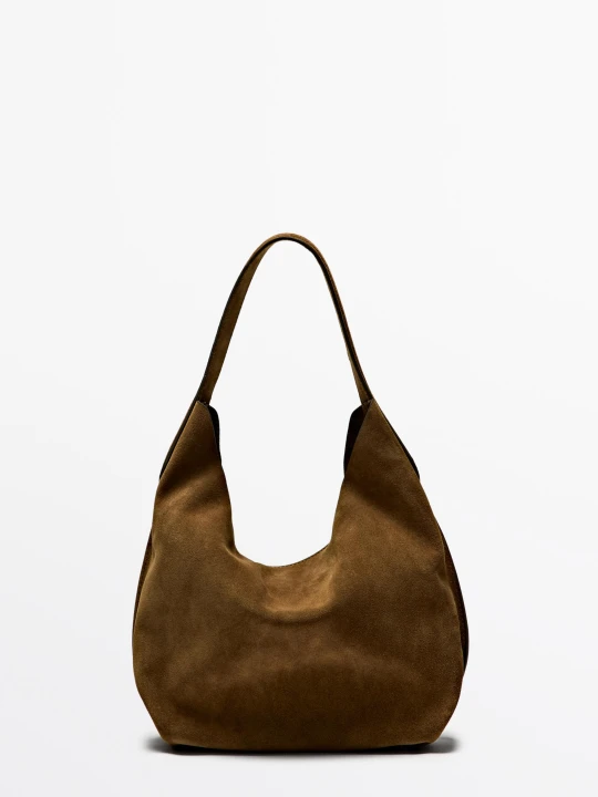 Zdjęcie produktu Mini Torebka Z Zamszu - Zielony Khaki - - Massimo Dutti - Female