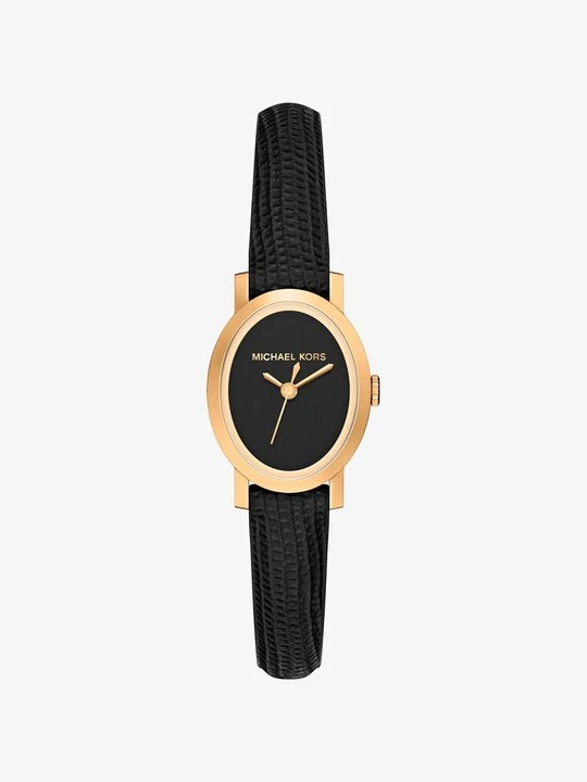 Zdjęcie produktu Miniaturowy zegarek Essex w złotym kolorze z paskiem ze skóry z fakturą łuski jaszczurki Michael Kors