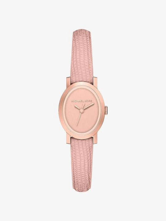 Zdjęcie produktu Miniaturowy zegarek Maude w kolorze różowego złota z paskiem ze skóry z fakturą łuski jaszczurki Michael Kors