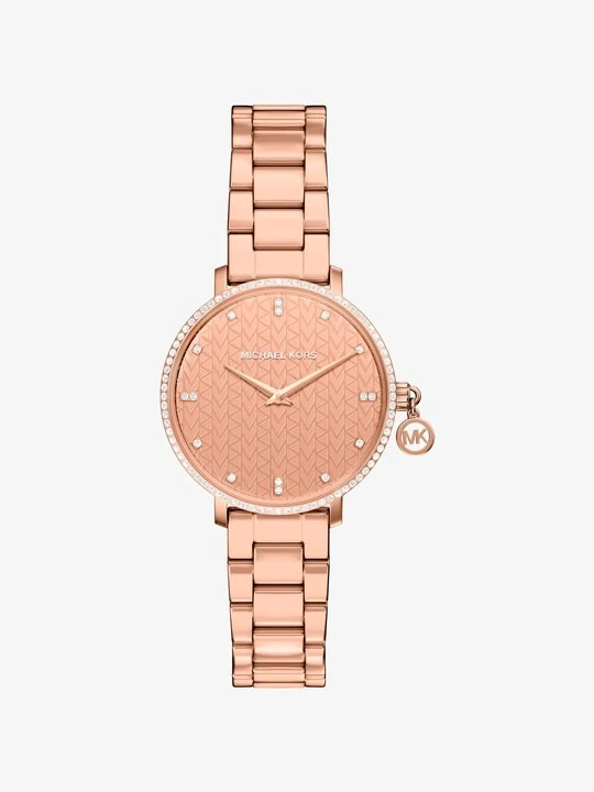 Zdjęcie produktu Miniaturowy zegarek Pyper w stylu pavé w kolorze różowego złota Michael Kors