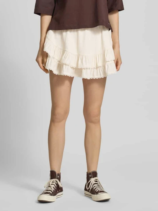 Zdjęcie produktu Minispódnica z mieszanki wiskozy z falbaniastym dołem model 'Frill' Gina Tricot Beżowy