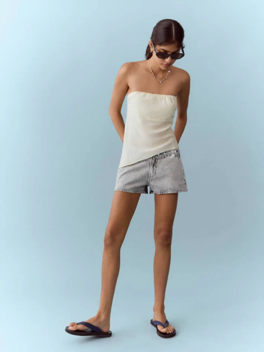 Zdjęcie produktu Miniszorty z lusterkami szary denim - Teen - - MANGO TEEN