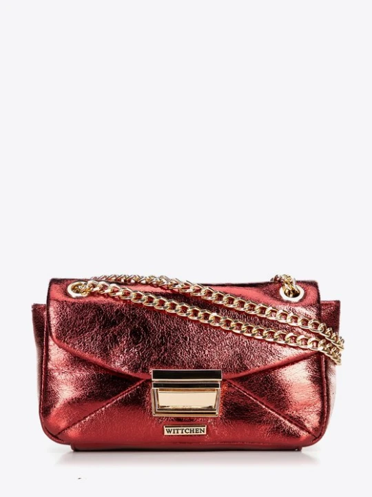 Zdjęcie produktu Minitorebka crossbody z połyskującej ekoskóry czerwona Wittchen