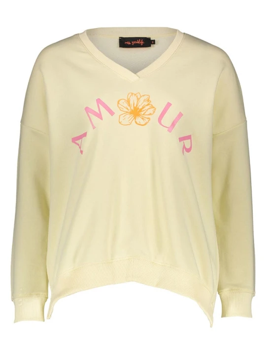 Zdjęcie produktu miss goodlife Bluza "Amour" w kolorze jasnożółtym rozmiar: L