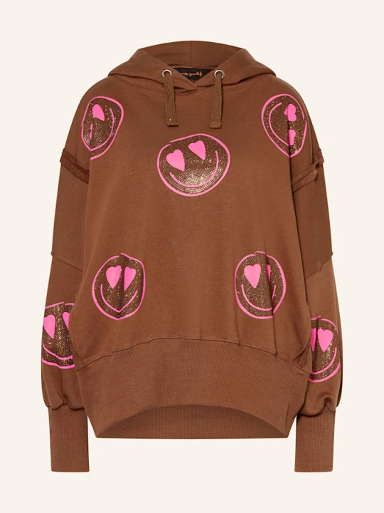 Zdjęcie produktu Miss Goodlife Bluza Z Kapturem Oversize Z Ozdobnymi Kamykami braun BRĄZOWY