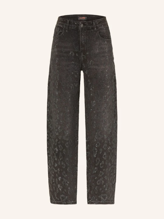 Zdjęcie produktu Miss Goodlife Jeansy Typu Barrel Z Kamyczkami Ozdobnymi schwarz 2 BLACK