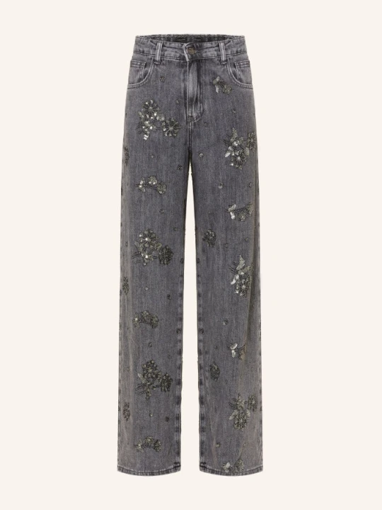 Zdjęcie produktu Miss Goodlife Jeansy Wide Leg Z Kamieniami Ozdobnymi I Cekinami grau 29 GREY