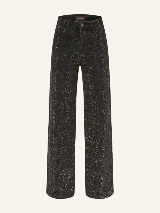 Zdjęcie produktu Miss Goodlife Jeansy Wide Leg Z Kamyczkami Ozdobnymi schwarz 2 BLACK