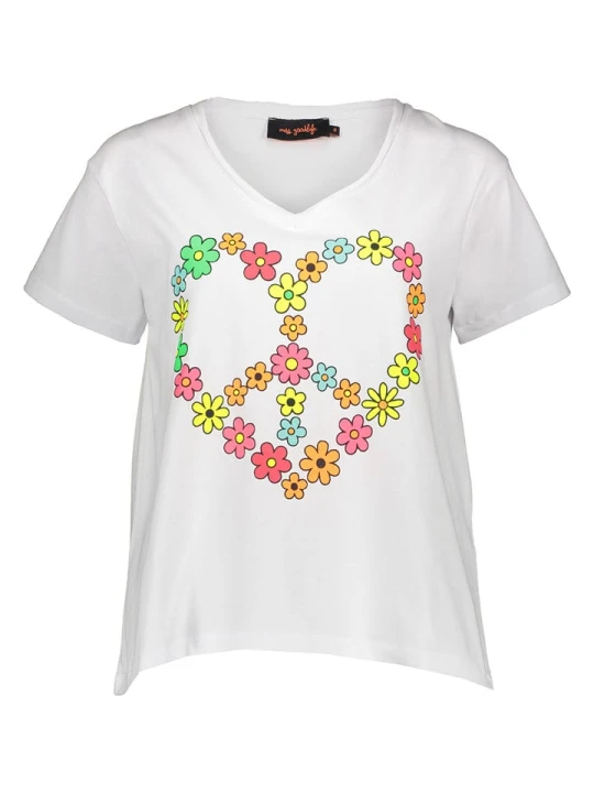 Zdjęcie produktu miss goodlife Koszulka "Heart Peace" w kolorze białym ze wzorem rozmiar: L