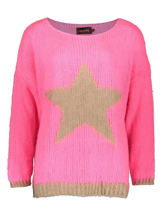 Zdjęcie produktu miss goodlife Sweter "Star" w kolorze beżowo-różowym rozmiar: S