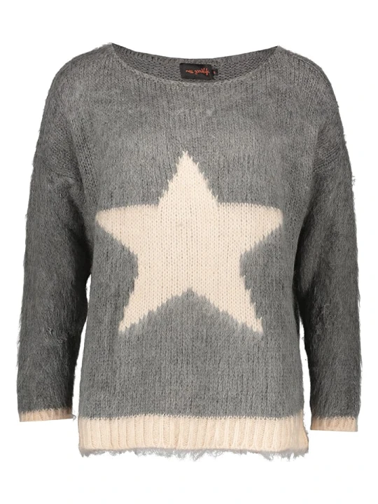 Zdjęcie produktu miss goodlife Sweter "Star" w kolorze kremowo-szarym rozmiar: XL