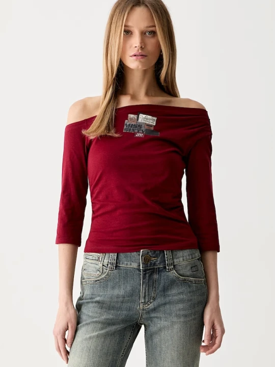 Zdjęcie produktu Miss Sixty longsleeve damski z bawełną czerwony