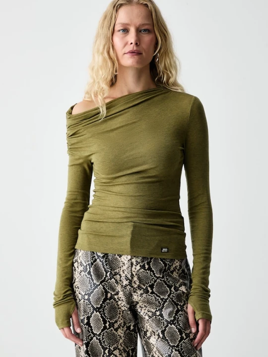 Zdjęcie produktu Miss Sixty longsleeve damski z dodatkiem wełny zielony