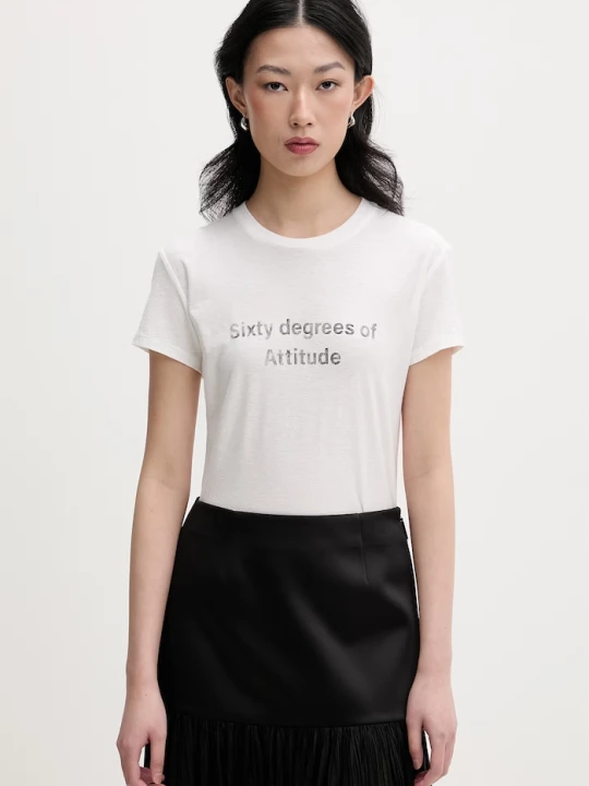 Zdjęcie produktu Miss Sixty T-shirt damski z bawełną beżowy