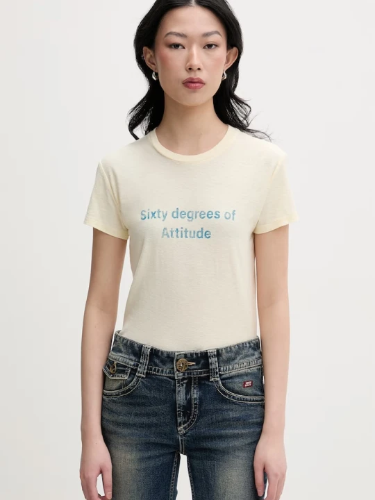 Zdjęcie produktu Miss Sixty T-shirt damski z bawełną żółty