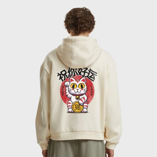 Zdjęcie produktu Good Luck Cat Fluffy Zip Hoody Mister Tee beż